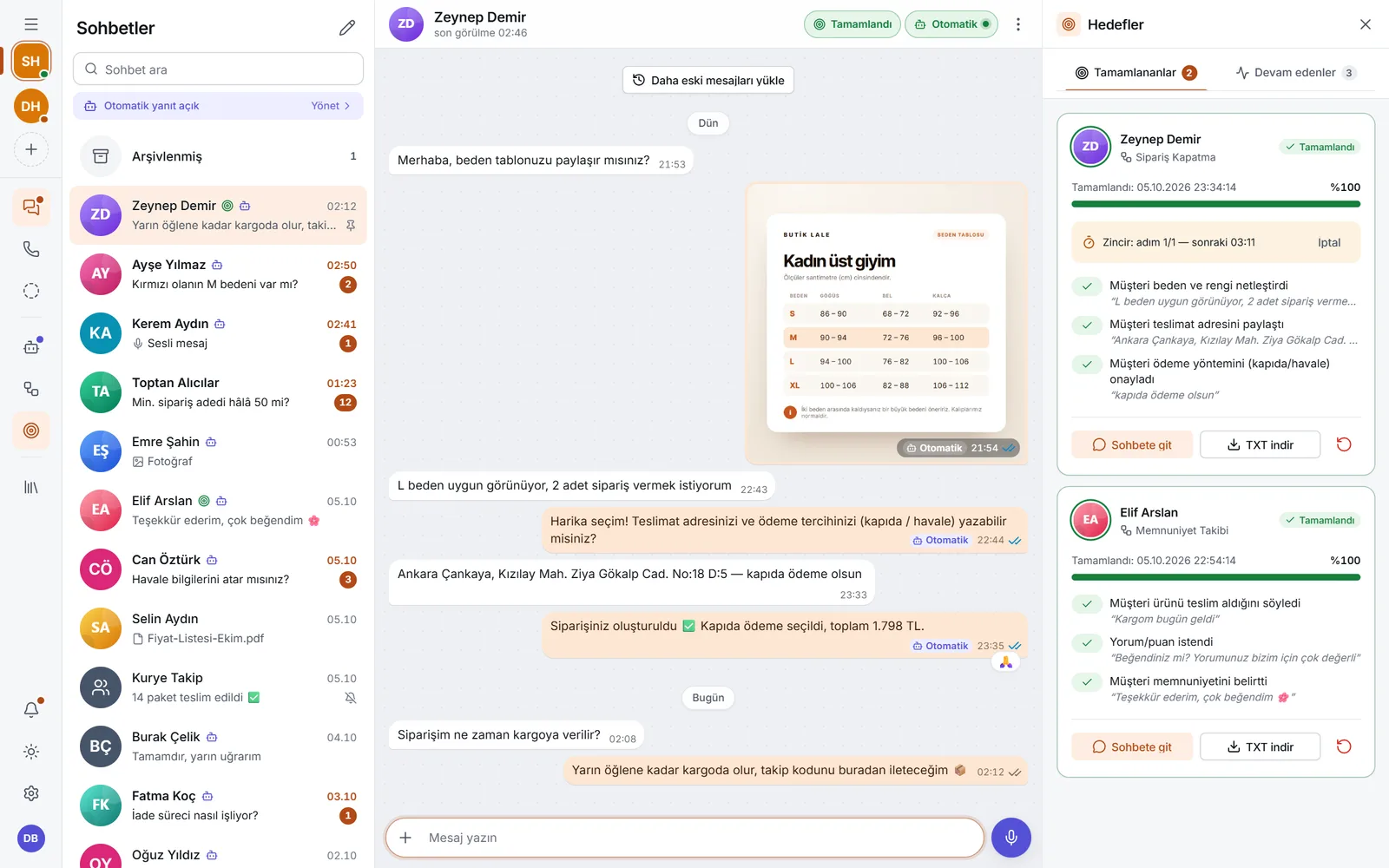 Autowap paneli: Sonuçlar ekranı