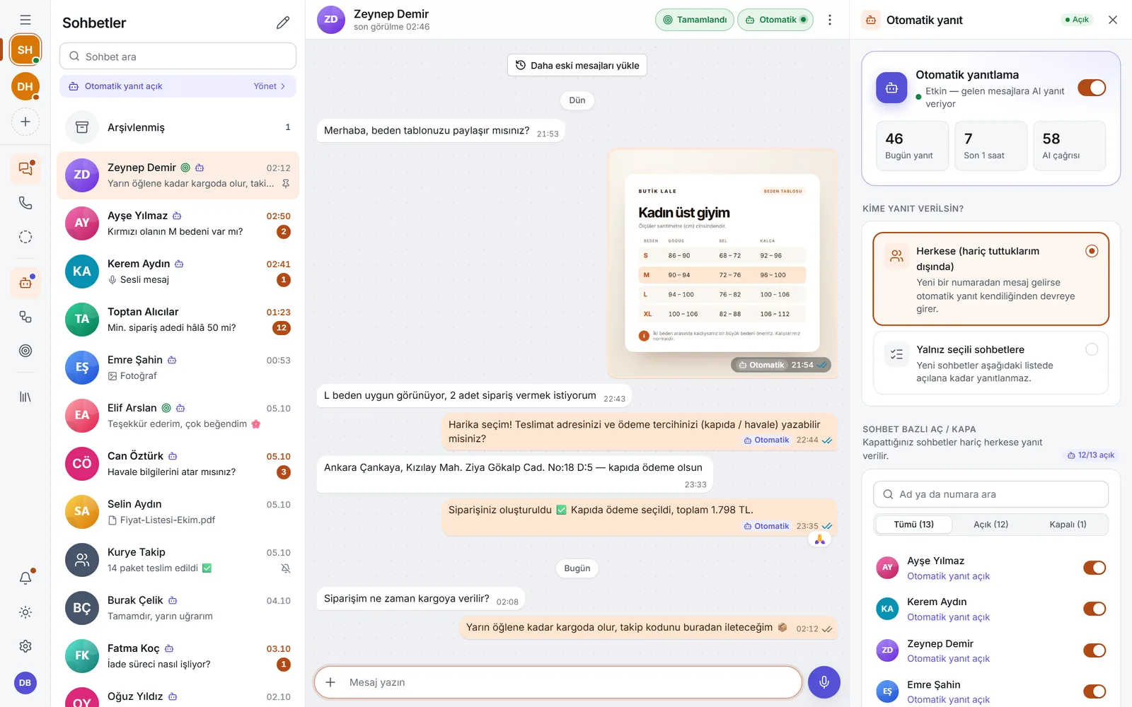 Autowap paneli: Otomatik yanıt ekranı