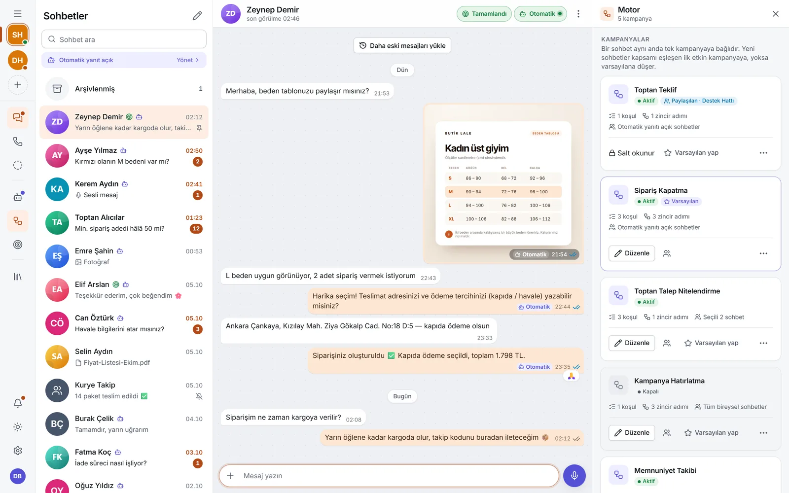 Autowap paneli: Takip senaryoları ekranı